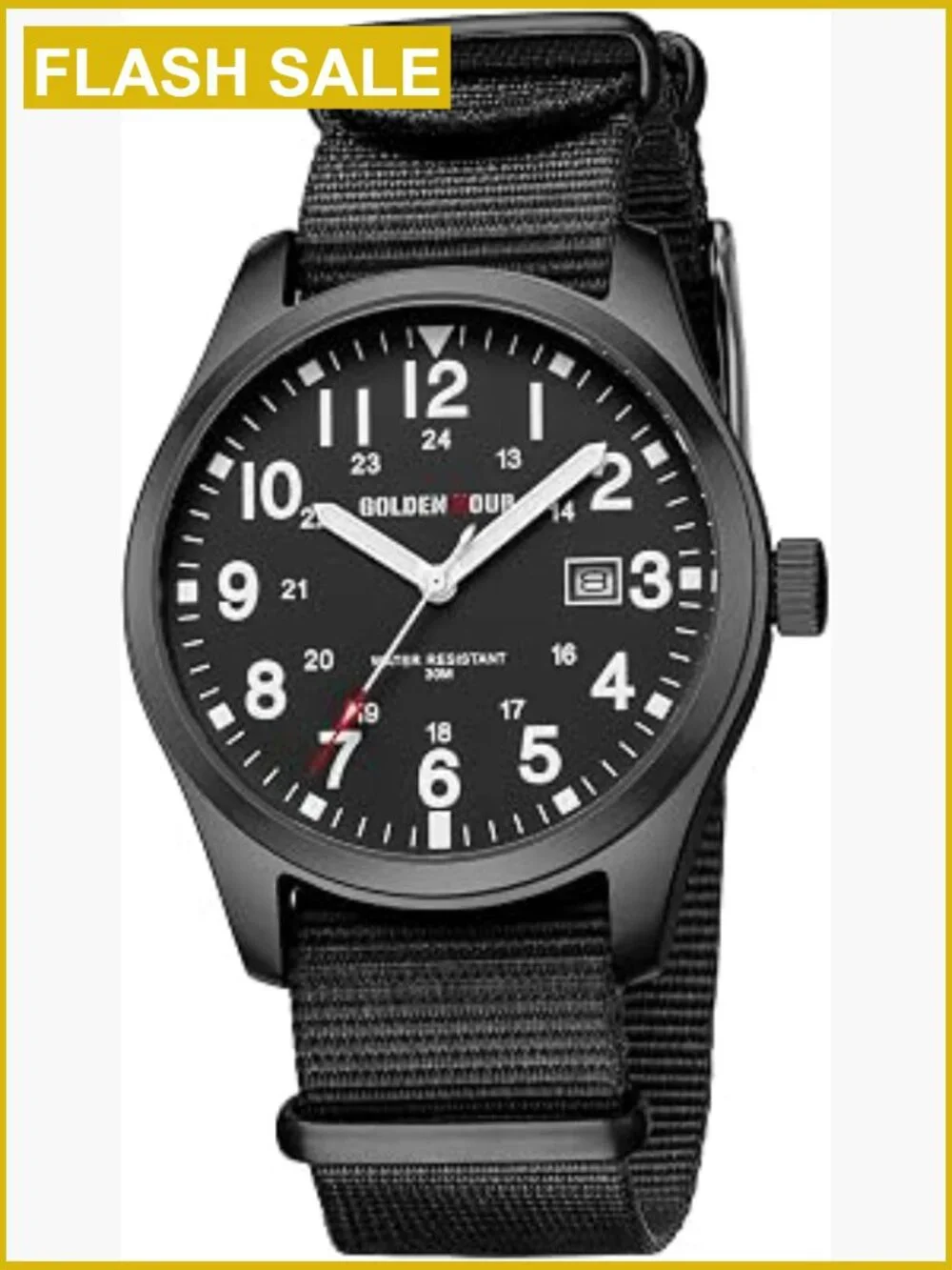 Men's Nylon Strap Military Watch 40mm Luminous Hands Japanese Quartz